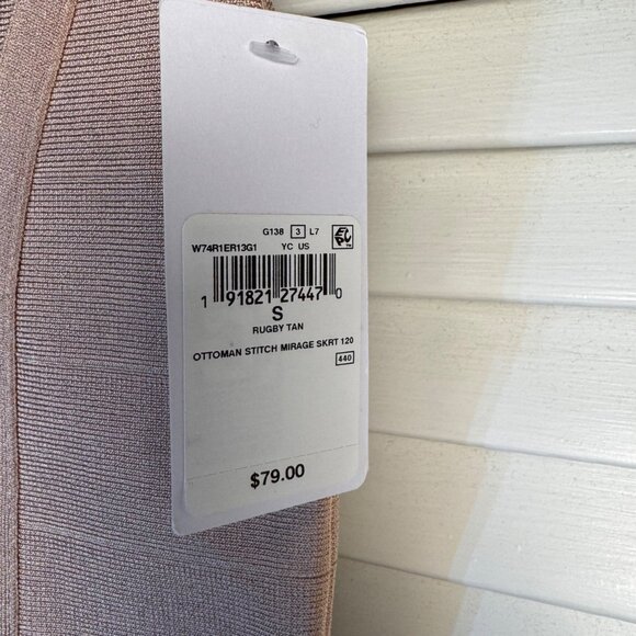 NWT Guess Small Rugby Tan Ottoman Stitch Mirage Skirt Gold Zip sexy stretchy - Picture 4 of 7